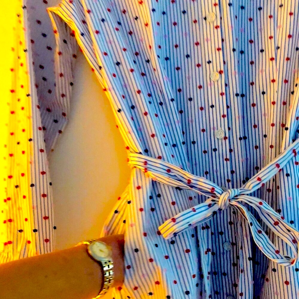 Brooks Brothers button up shirt dress with tie closure size 2.
